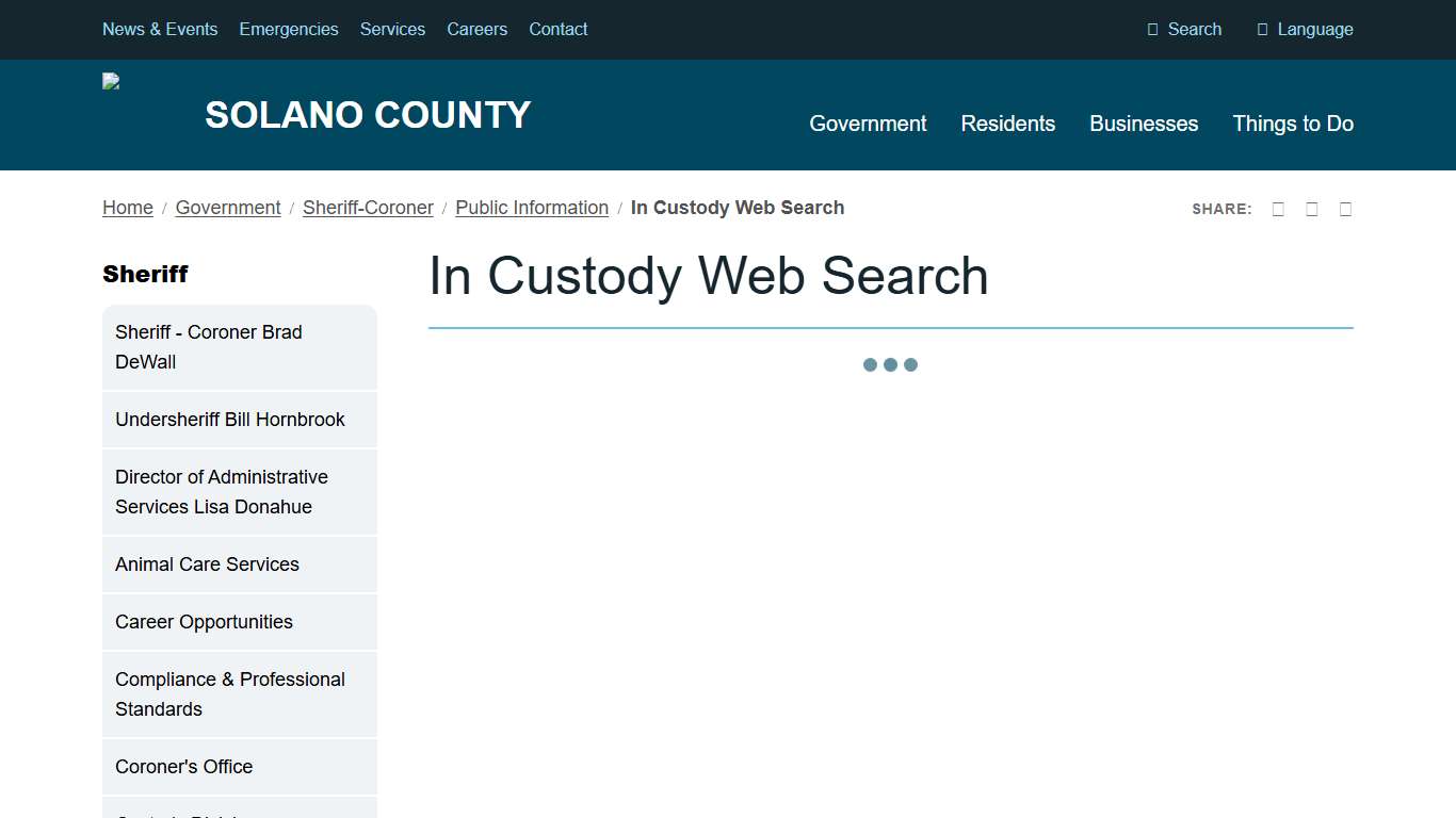 In Custody Web Search | Solano County, California
